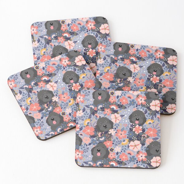 Item preview, Black Cockapoo Cavapoo Cavoodle Garden - Blue Background designed and sold by Lulupainting.