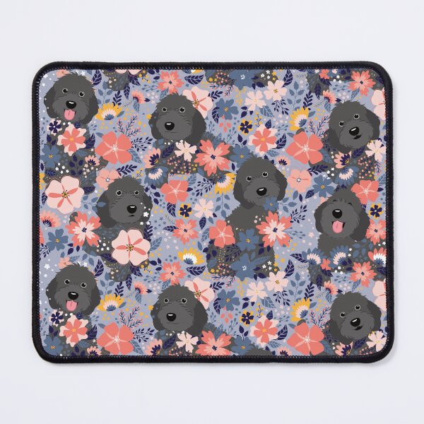 Item preview, Black Cockapoo Cavapoo Cavoodle Garden - Blue Background designed and sold by Lulupainting.
