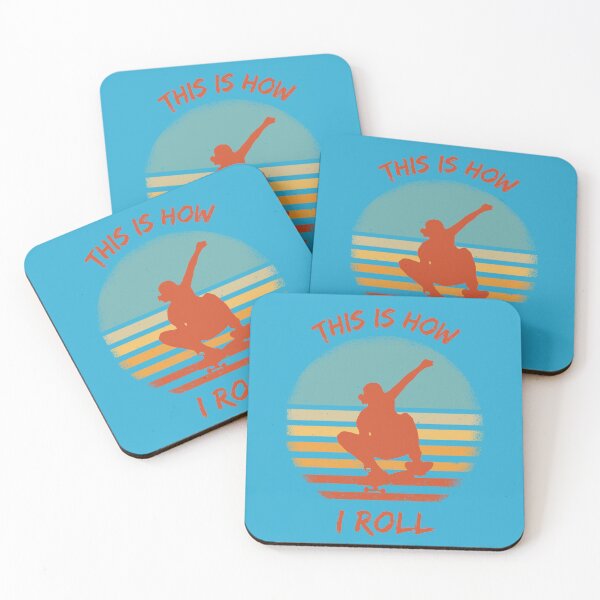 Item preview, This Is How I Roll Skateboard Pun Grunge Retro Sunset In Blue designed and sold by LuckyKermit.