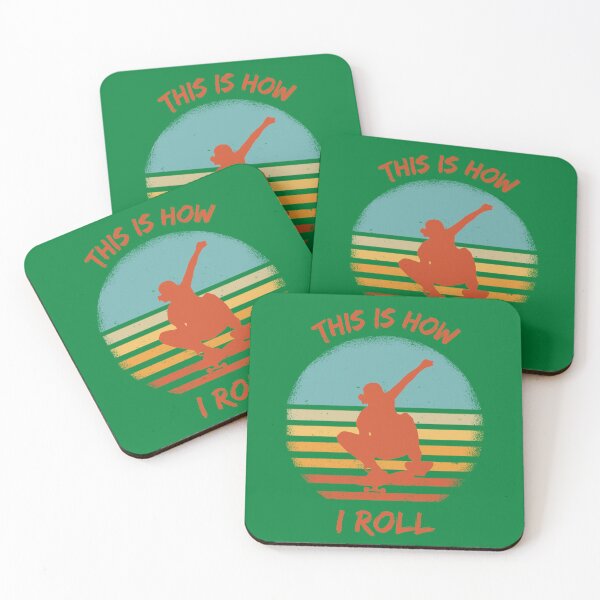 Item preview, This Is How I Roll Skateboard Pun Grunge Retro Sunset In Green designed and sold by LuckyKermit.