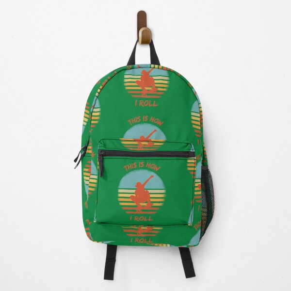 Item preview, This Is How I Roll Skateboard Pun Grunge Retro Sunset In Green designed and sold by LuckyKermit.