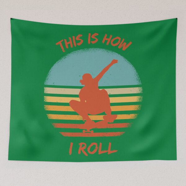Item preview, This Is How I Roll Skateboard Pun Grunge Retro Sunset In Green designed and sold by LuckyKermit.