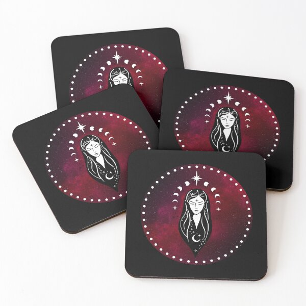 Item preview, Moon Goddess Moon Phases Red Celestial Space designed and sold by OnyxMoonDesigns.