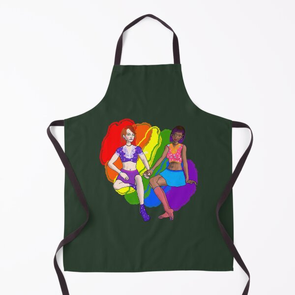 Item preview, Sapphic couple with a rainbow splodge background designed and sold by AAndEdesign.