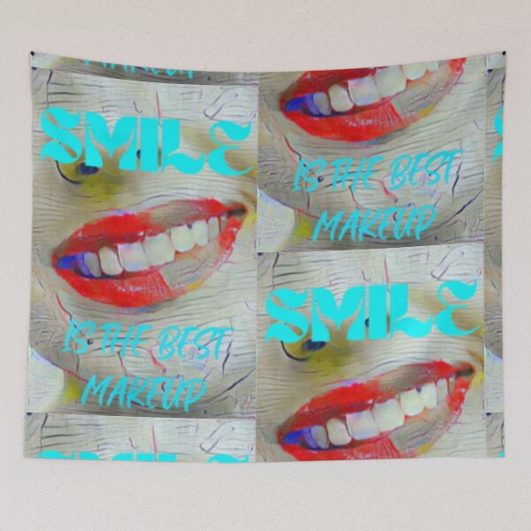 Item preview, Smile is the best make up with cyan wording shown teeth designed and sold by Bekindtome.