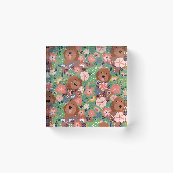 Item preview, Red Ruby Cockapoo Cavapoo Cavoodle Garden - Green Background designed and sold by Lulupainting.