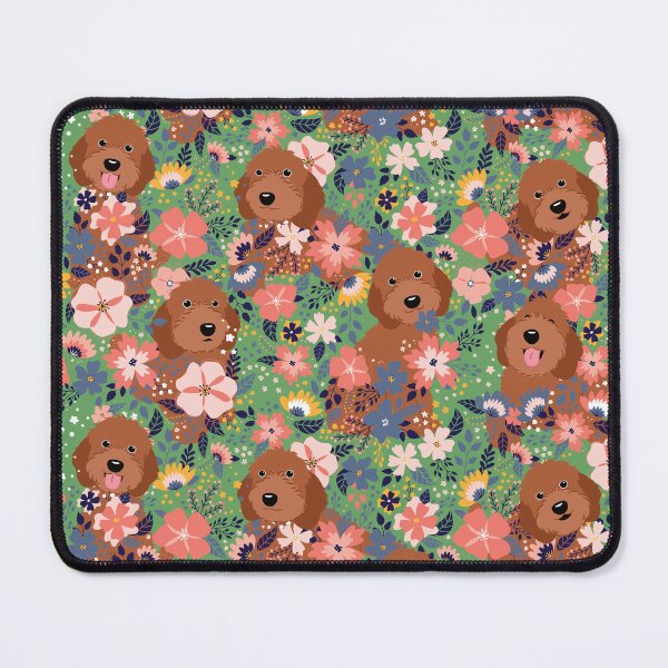 Item preview, Red Ruby Cockapoo Cavapoo Cavoodle Garden - Green Background designed and sold by Lulupainting.