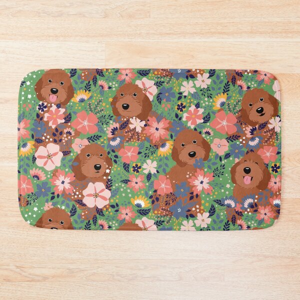 Item preview, Red Ruby Cockapoo Cavapoo Cavoodle Garden - Green Background designed and sold by Lulupainting.
