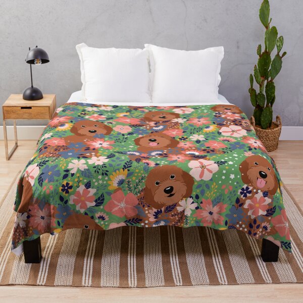 Item preview, Red Ruby Cockapoo Cavapoo Cavoodle Garden - Green Background designed and sold by Lulupainting.
