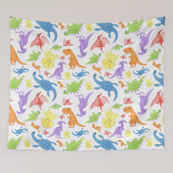 Item preview, Cute colorful dinosaurs pattern designed and sold by Hellosandraart.