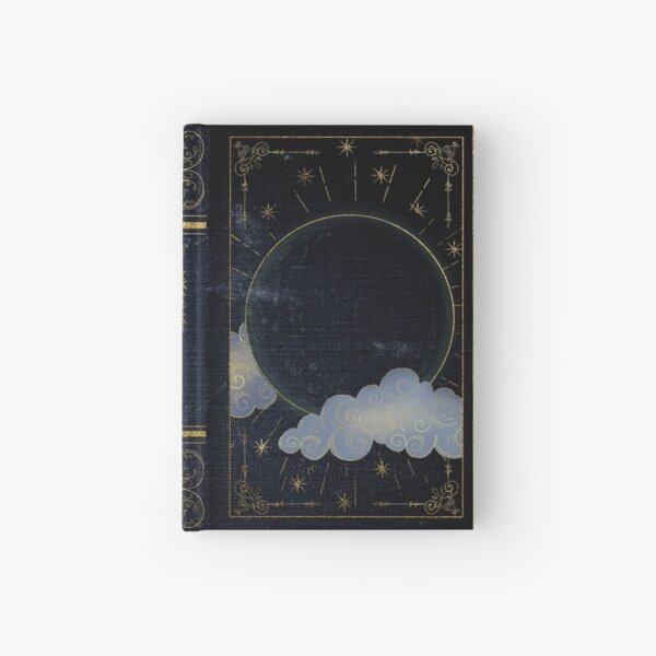 Mystical Dark Moon Vintage Style Grimoire (Blue, Gold) Hardcover Journal
