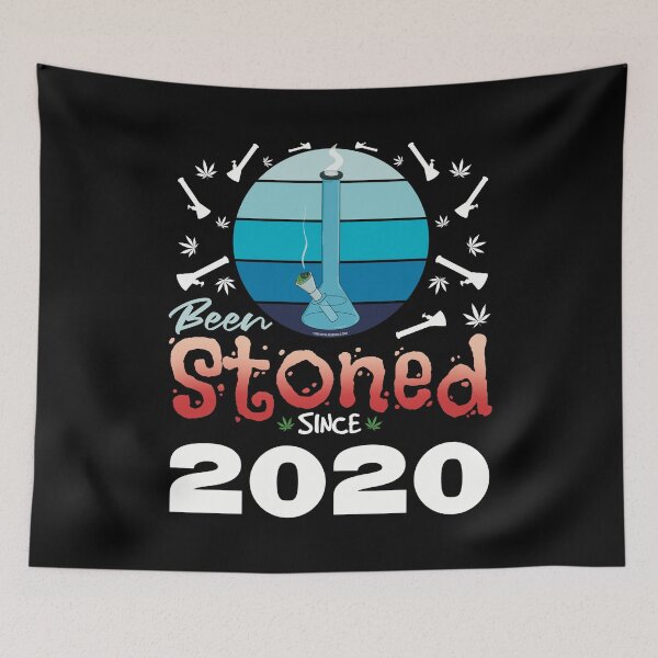 Item preview, Been stoned since 2020 (Blue retro vintage sunset with bong) designed and sold by YomeHayin.