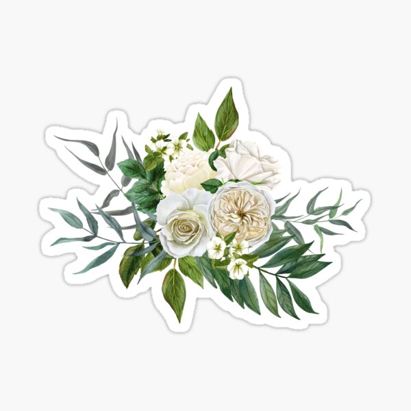 "White Flowers" Sticker by LittleFluff545 Redbubble