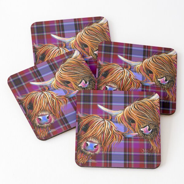 Item preview, HiGHLaND CoW PRiNT ' SuGaR LuMP & NooDLeS oN TaRTaN ' BY SHiRLeY MacARTHuR designed and sold by Shirley MacArthur Art.