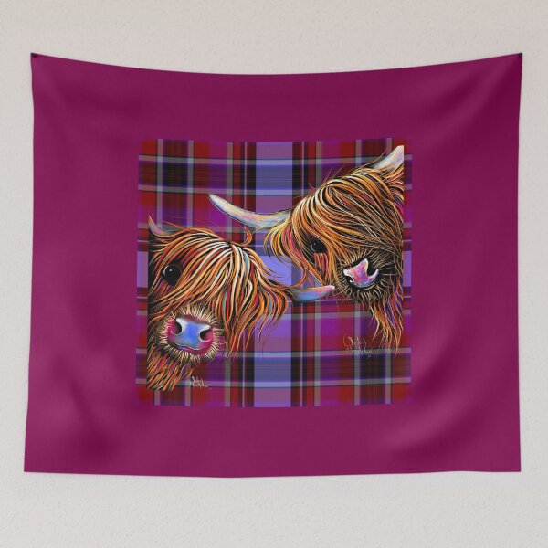 Item preview, HiGHLaND CoW PRiNT ' SuGaR LuMP & NooDLeS oN TaRTaN ' BY SHiRLeY MacARTHuR designed and sold by Shirley MacArthur Art.
