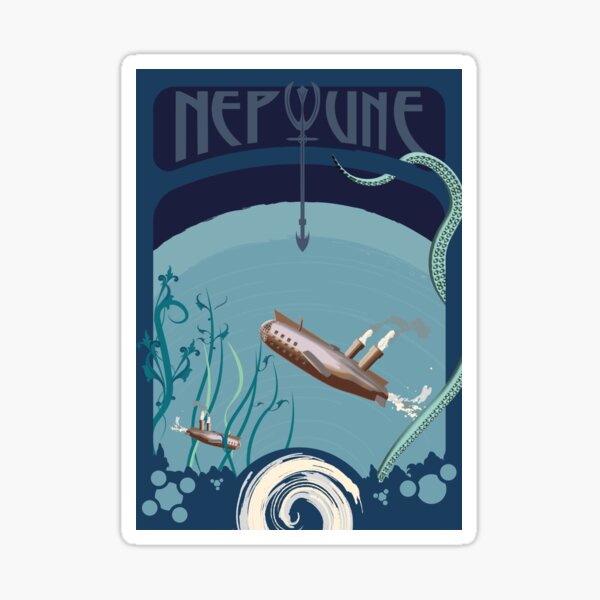 Neptune Art Nouveau Space Travel Poster Sticker By Walford Designs Redbubble 