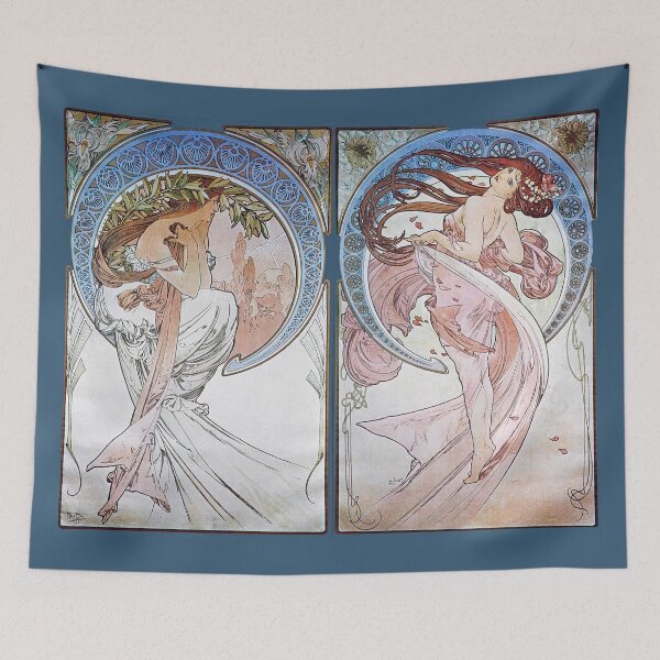 Item preview, Vintage blue moon goddesses by Alphonse Mucha designed and sold by see-the-fox.