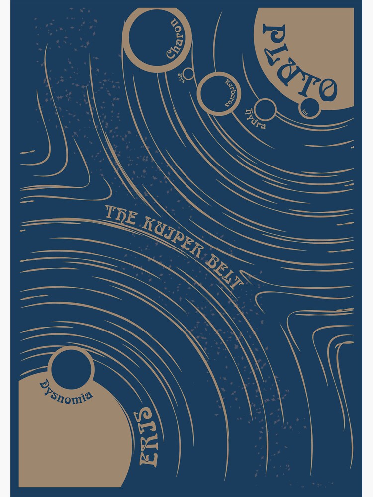 Plutoeris And The Kuiper Belt Art Nouveau Space Travel Poster Sticker By Walford Designs 