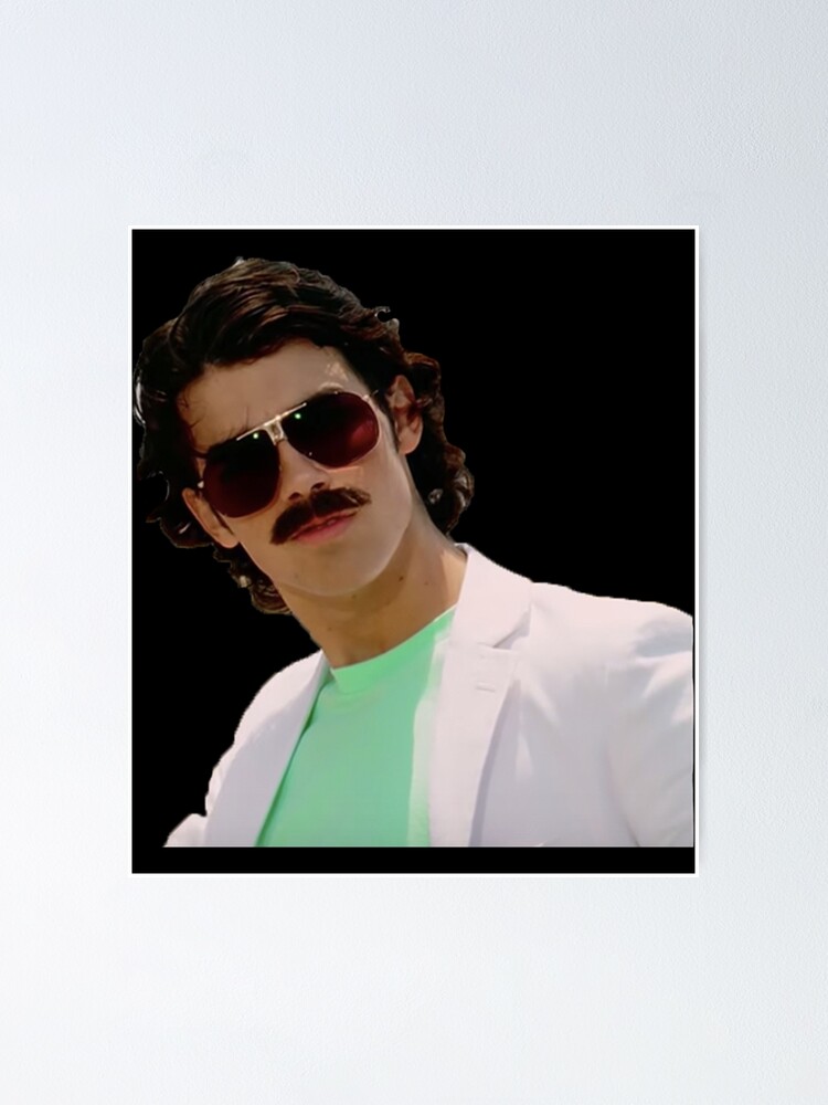 "Joe Jonas Mustache 2 Sticker" Poster for Sale by BrettAnth73 Redbubble