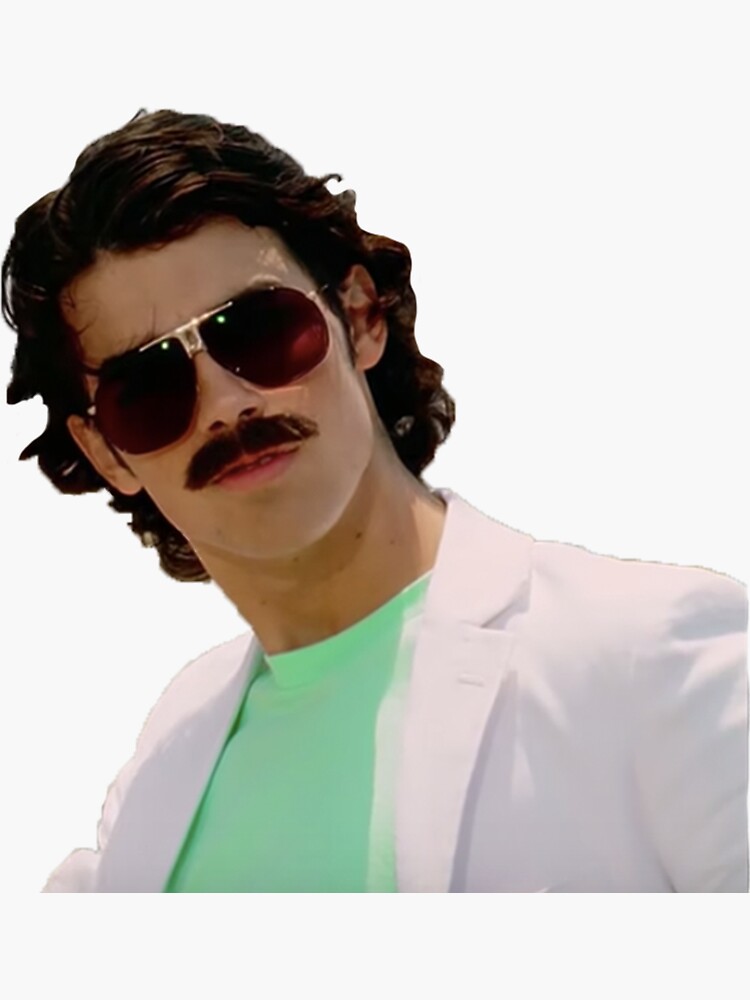 "Joe Jonas Mustache 2 Sticker" Sticker by BrettAnth73 Redbubble