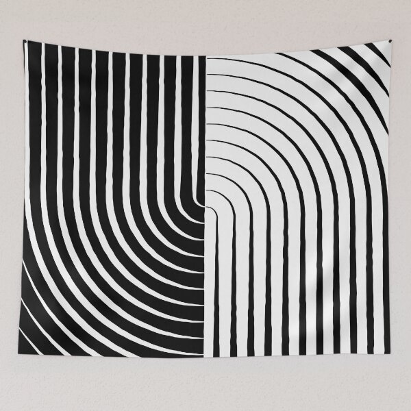 Aperçu de l'œuvre Arcs psychédéliques abstraits mi-noirs, mi-blancs créée et vendue par D-Spot Shop.