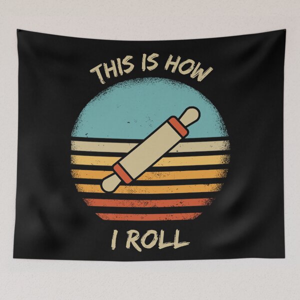 Item preview, This Is How I Roll Rolling Pin Pun Grunge Retro Sunset In Black designed and sold by LuckyKermit.
