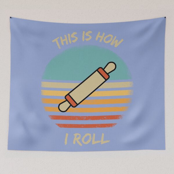 Item preview, This Is How I Roll Rolling Pin Pun Grunge Retro Sunset In Purple designed and sold by LuckyKermit.