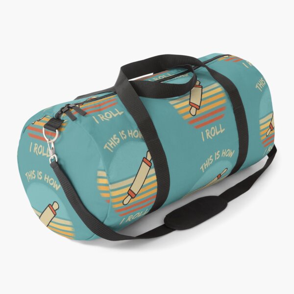 Item preview, This Is How I Roll Rolling Pin Pun Grunge Retro Sunset In Cyan designed and sold by LuckyKermit.