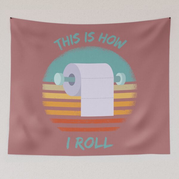 Item preview, This Is How I Roll Toilet Paper Pun Grunge Retro Sunset In Purple designed and sold by LuckyKermit.