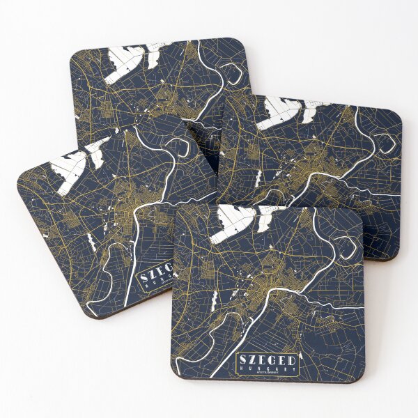 Item preview, Szeged City Map of Csongrád-Csanád, Hungary - Gold Art Deco designed and sold by deMAP.