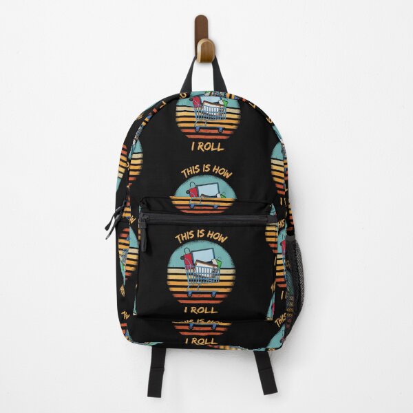 Item preview, This Is How I Roll Shopping Cart Pun Grunge Retro Sunset In Black designed and sold by LuckyKermit.