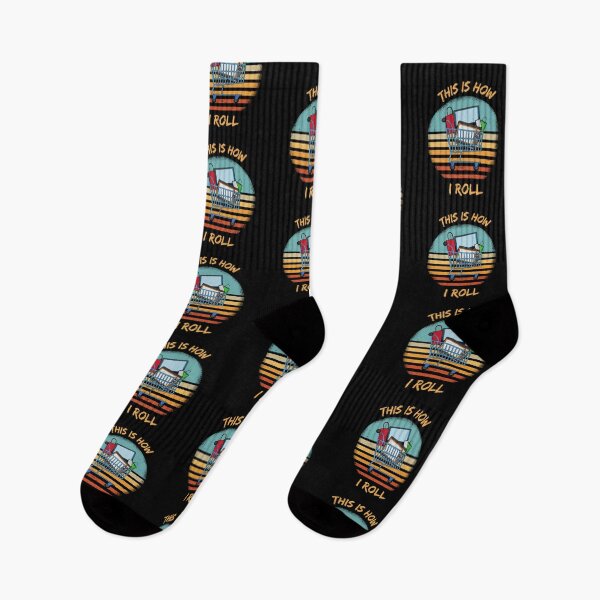Item preview, This Is How I Roll Shopping Cart Pun Grunge Retro Sunset In Black designed and sold by LuckyKermit.