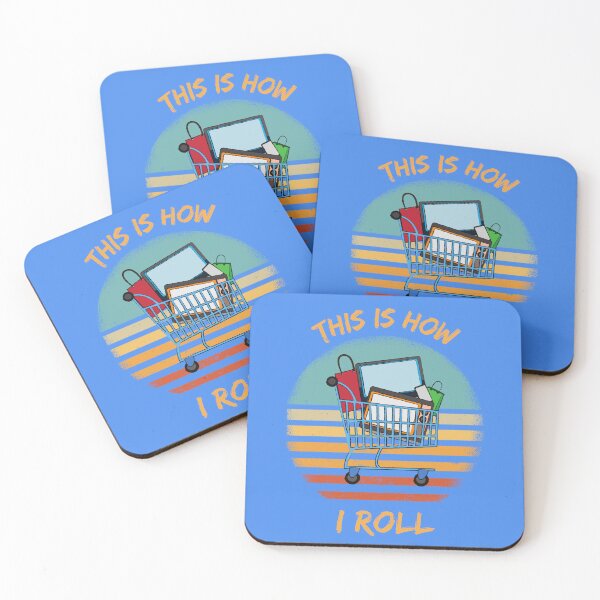 Item preview, This Is How I Roll Shopping Cart Pun Grunge Retro Sunset In Blue designed and sold by LuckyKermit.