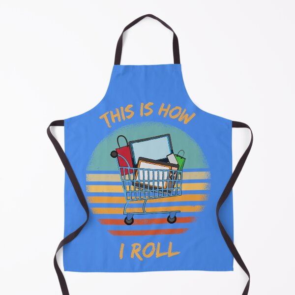 Item preview, This Is How I Roll Shopping Cart Pun Grunge Retro Sunset In Blue designed and sold by LuckyKermit.