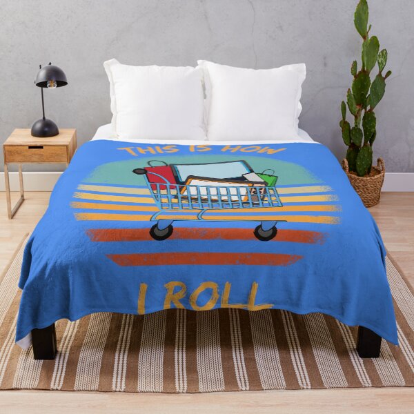 Item preview, This Is How I Roll Shopping Cart Pun Grunge Retro Sunset In Blue designed and sold by LuckyKermit.