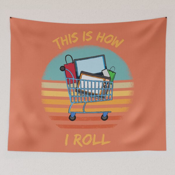 Item preview, This Is How I Roll Shopping Cart Pun Grunge Retro Sunset In Red designed and sold by LuckyKermit.