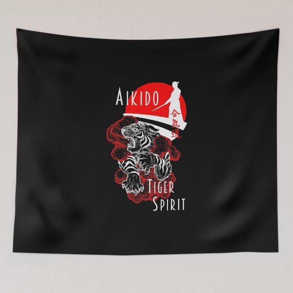 Item preview, Aikido Tiger Samurai Ueshiba Spirit Martial Arts Budo Design designed and sold by Zanshin-Art.