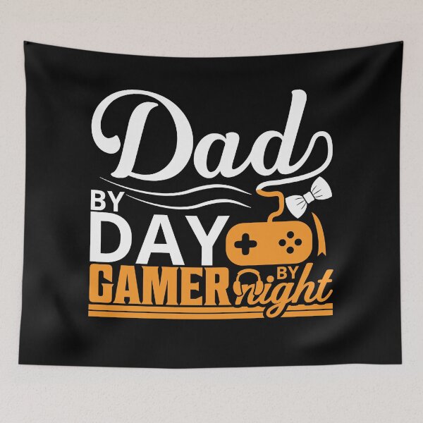 Item preview, Dad by Day, Gamer by Night. orange fluor designed and sold by SpringPetals.