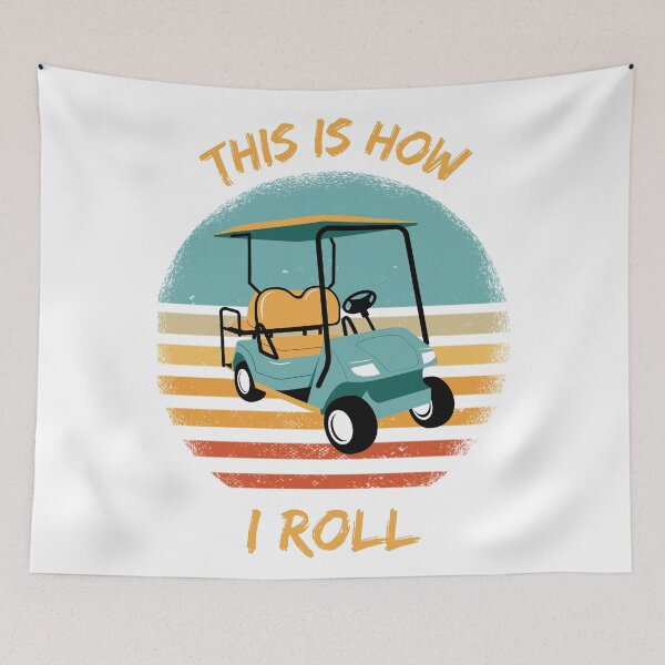 Item preview, This Is How I Roll Golf Cart Pun Grunge Retro Sunset designed and sold by LuckyKermit.