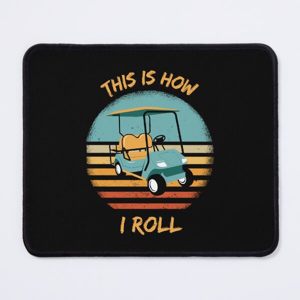 Item preview, This Is How I Roll Golf Cart Pun Grunge Retro Sunset In Black designed and sold by LuckyKermit.