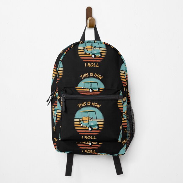 Item preview, This Is How I Roll Golf Cart Pun Grunge Retro Sunset In Black designed and sold by LuckyKermit.