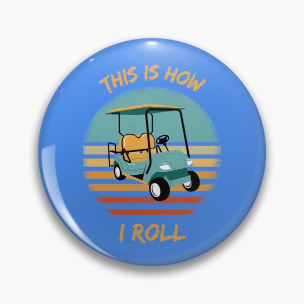 Item preview, This Is How I Roll Golf Cart Pun Grunge Retro Sunset In Blue designed and sold by LuckyKermit.