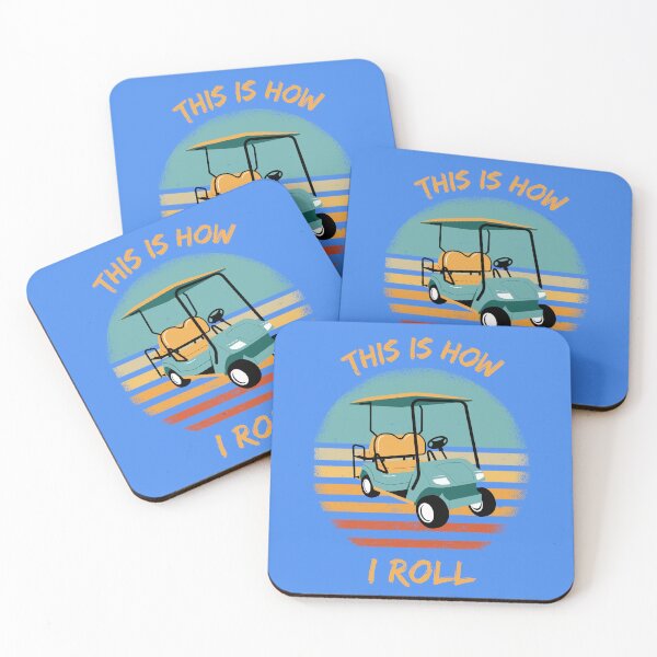 Item preview, This Is How I Roll Golf Cart Pun Grunge Retro Sunset In Blue designed and sold by LuckyKermit.
