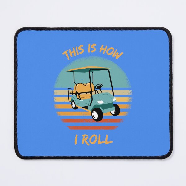 Item preview, This Is How I Roll Golf Cart Pun Grunge Retro Sunset In Blue designed and sold by LuckyKermit.