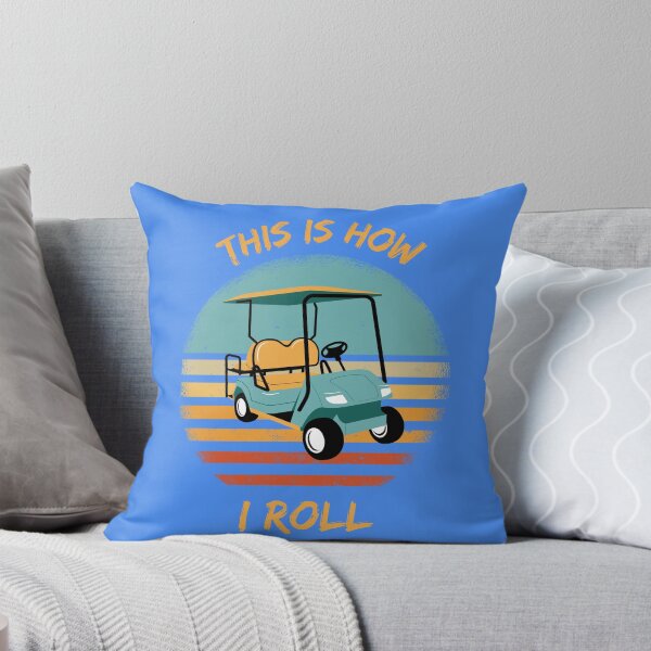 Item preview, This Is How I Roll Golf Cart Pun Grunge Retro Sunset In Blue designed and sold by LuckyKermit.