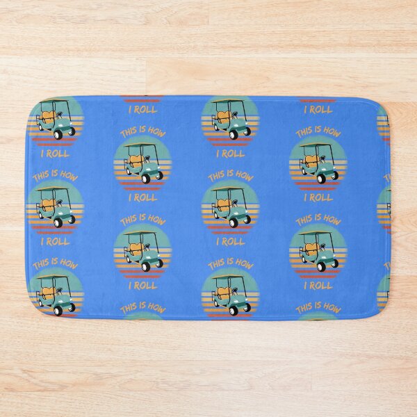 Item preview, This Is How I Roll Golf Cart Pun Grunge Retro Sunset In Blue designed and sold by LuckyKermit.