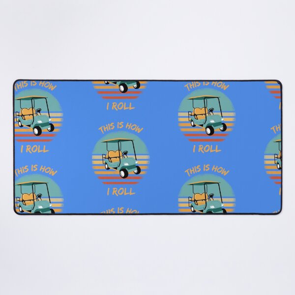 Item preview, This Is How I Roll Golf Cart Pun Grunge Retro Sunset In Blue designed and sold by LuckyKermit.