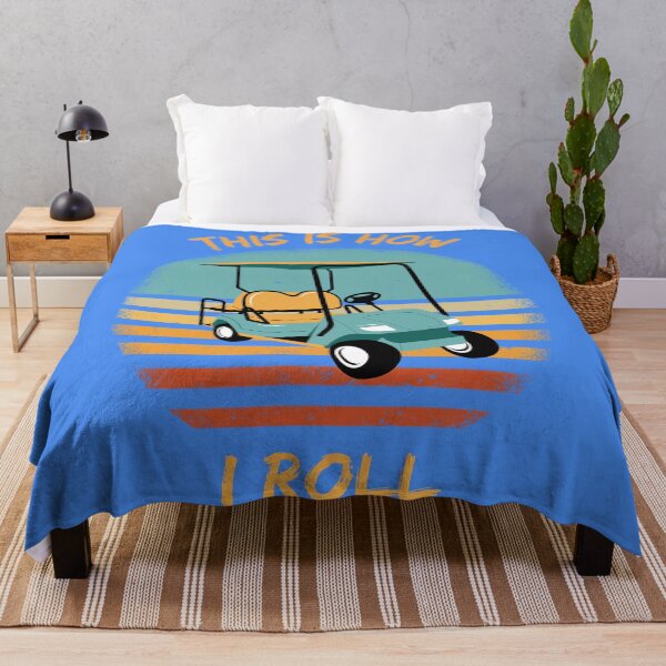 Item preview, This Is How I Roll Golf Cart Pun Grunge Retro Sunset In Blue designed and sold by LuckyKermit.