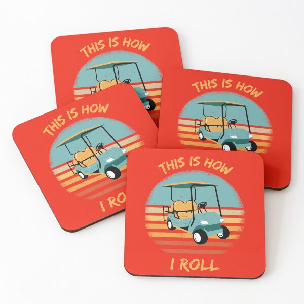 Item preview, This Is How I Roll Golf Cart Pun Grunge Retro Sunset In Red designed and sold by LuckyKermit.