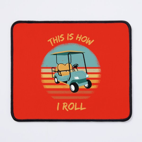 Item preview, This Is How I Roll Golf Cart Pun Grunge Retro Sunset In Red designed and sold by LuckyKermit.